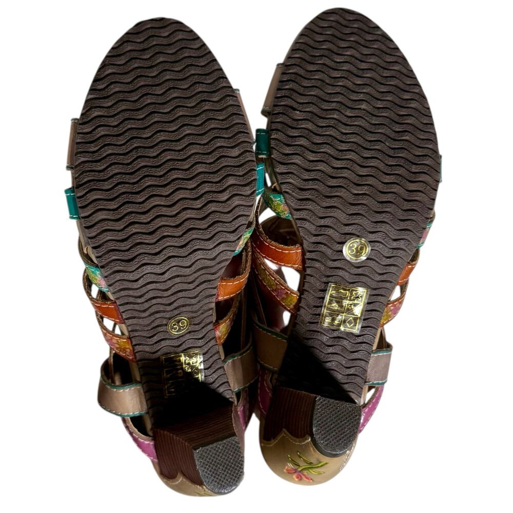 Spring Step L'Artiste Women's 39 US 8.5 Leather Boho Open Toe Heeled Sandals - Picture 12 of 13